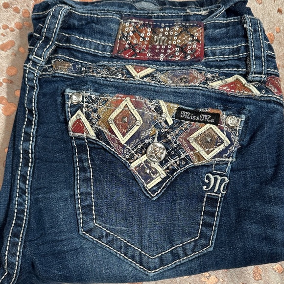 Miss Me Denim - Miss Me Women's Dark Blue Boot Cut Jeans with Embellished Pockets